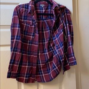Maroon and blue flannel
